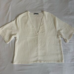 Zara Textured V-Neck Blouse